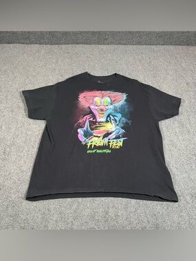 Fright Fest Six Flags Shirt Size XL Roller Coaster Y2K Horror Clown Promo Faded